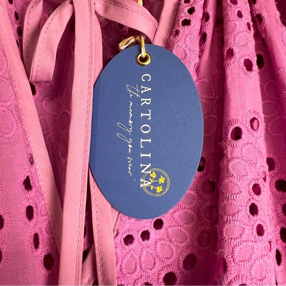 Cartolina Pink Eyelet Dress with Ruffle Sleeves NWOT Size M - Picture 4 of 8